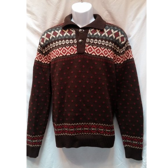 Ralph Lauren Nordic Ski Brown Sweater 89% Cotton, 5% Linen, 5% Silk, 1% Cashmere - Picture 2 of 9